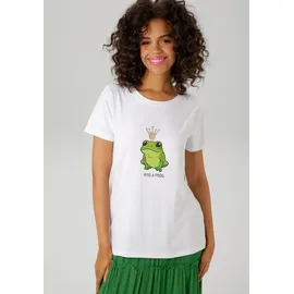 Aniston CASUAL T-Shirt, mit Frosch und glitzernder Krone bedruckt - NEUE KOLLEKTION Aniston CASUAL weiß-grün-moosgrün-neongrün-schwarz-goldfarben