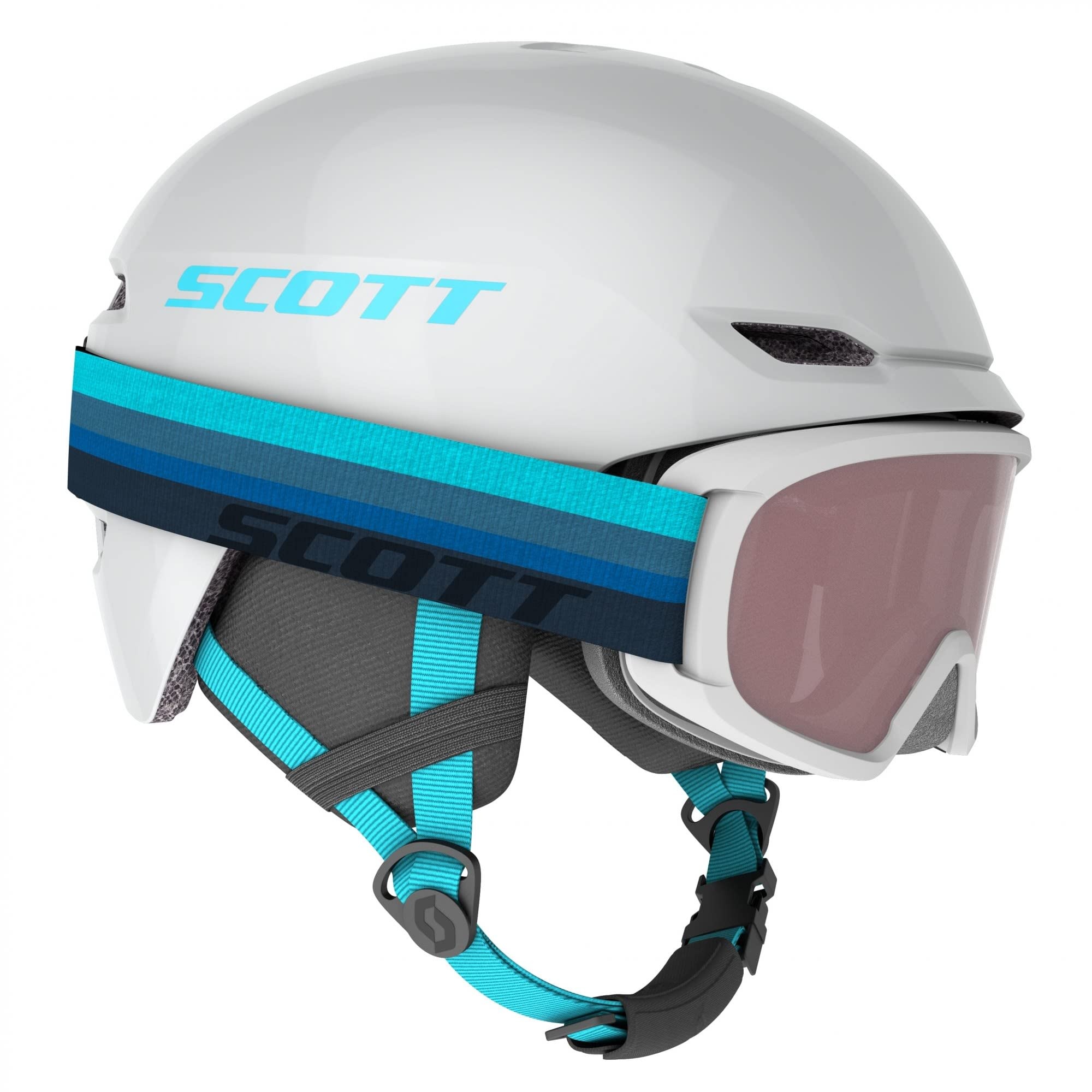 Scott Junior Keeper 2 Helmet + Witty Goggle Combo Weiß, Kinder Skibrille, Größe M - Farbe Pearl White - Breeze Blue