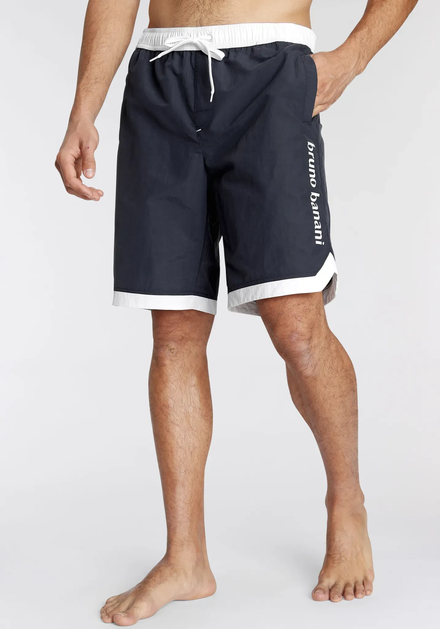 Boardshorts BRUNO BANANI "aus recyceltem Material" Gr. L (52/54), N-Gr, blau (navy (shorts aus nachhaltigem material)) Herren Hosen Boardshort