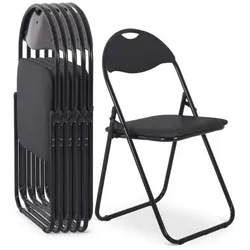 Klappstuhl 6er-Set, klappbarer Gästestuhl, gepolstert, leicht und bequem, Belastbarkeit 100 kg, Schwarz/Schwarz, Raburg Paul