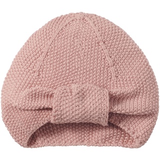 Nordic Coast® Baby Turban Strick – Baby Mütze Altrosa – 100% Oeko Tex Baumwolle – 6-12 Monate – Strickmütze Kopfbedeckung Mädchen