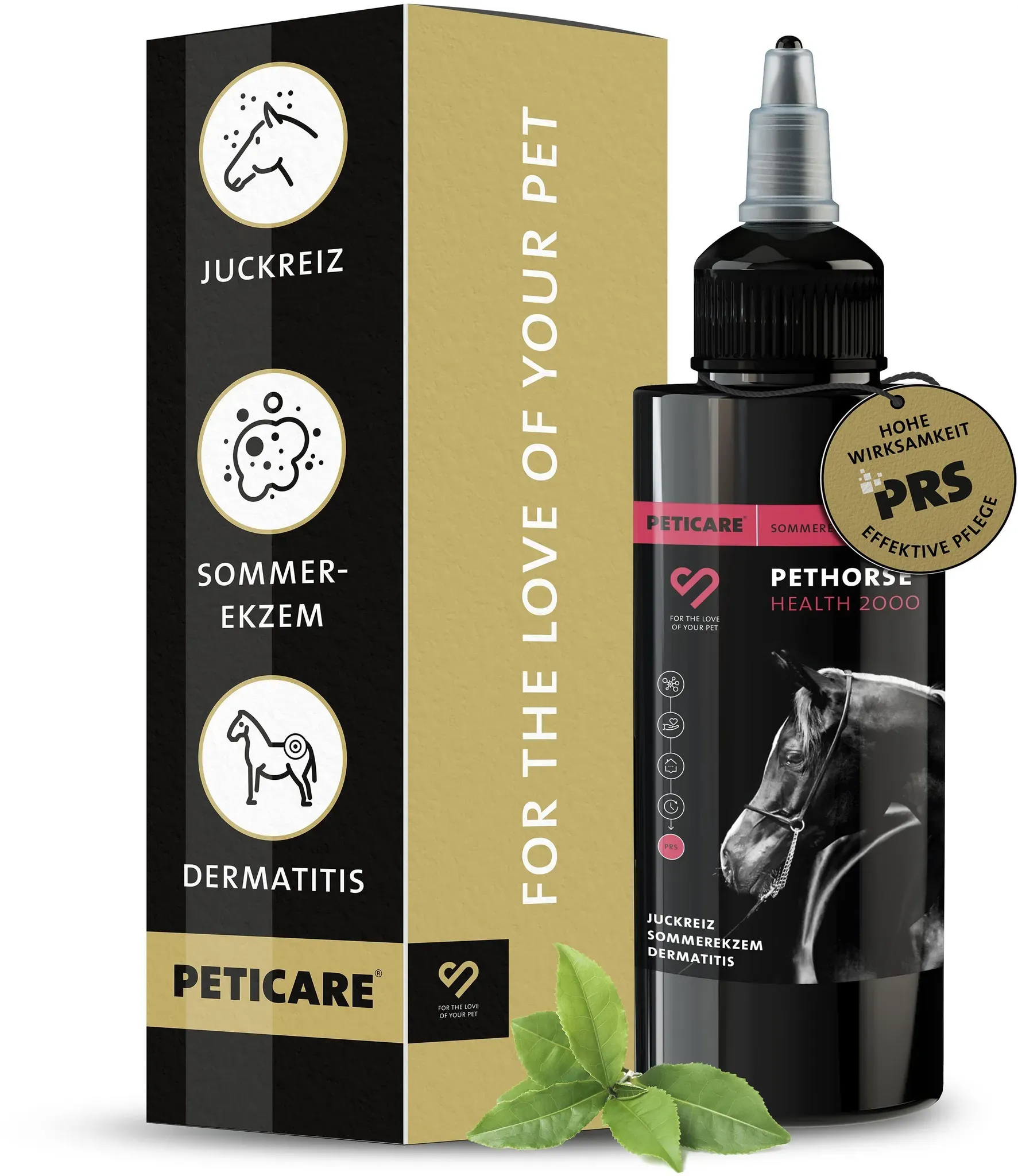 Peticare Ekzempflege für Pferde gegen Juckreiz & Sommerekzem, pflegt Haut mindert Scheuerneigung Lotion 250 ml