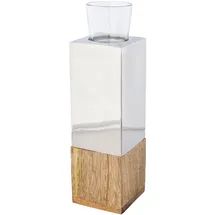 creativ home Teelichthalter Tower Edelstahl/Glas Silber