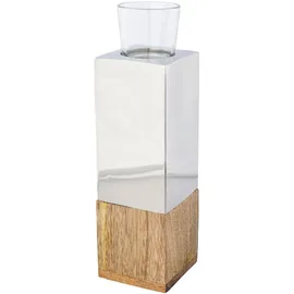 creativ home Teelichthalter Tower Edelstahl/Glas Silber