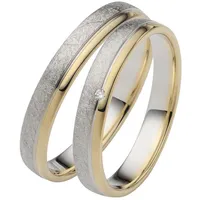 Trauring FIRETTI "Schmuck Geschenk Gold 750 Hochzeit Ehering "LIEBE"" Fingerringe Gr. 62, 0,01 ct SI = kleine Einschlüsse mit Brillant, Gelbgold 375-Weißgold 375, 3,5mm, goldfarben (gelbgoldfarben-weißgoldfarben) Made in Germany