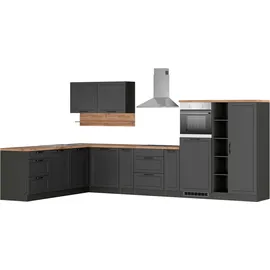 kochstation Winkelküche L-Form 240 cm grau