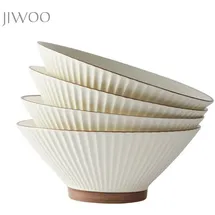 JIWOO Ramen Schüssel Set 4-teilig Suppenteller Ø 20cm Tiefe Teller Set Keramik Bowl Schüssel mikrowellen spülmaschinengeeignet, Japanische Suppenschale für Ramen Suppe Salat Spaghetti