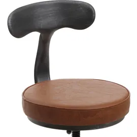 Mendler 2er-Set Barhocker höhenverstellbar drehbar Fußablage Stahl Kunstleder Braun