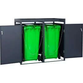 Zelsius Mülltonnenbox mit Pflanzdach für zwei 120 - 240 Liter Mülltonnen, Anthrazit RAL 7016