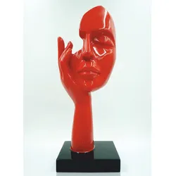 Casa Padrino Deko Skulptur Rot / Schwarz H. 50 cm - Büro Deko
