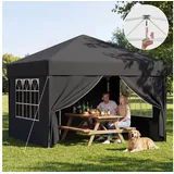 HOMALL Pavillon 3x3/3x6 m Faltpavillon Gartenpavillon Winterfest Pop Up Partyzelt, Wasserdicht Faltpavillon mit 4 Seitenteilen, Sandsäcke grau 300 cm