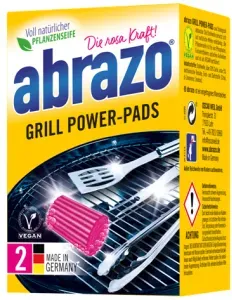 abrazo Grill Power-Pads, Reinigungskissen gegen Verkrustungen & Eingebranntes, 1 Packung = 2 Power-Pads + 2 Putzhandschuhe