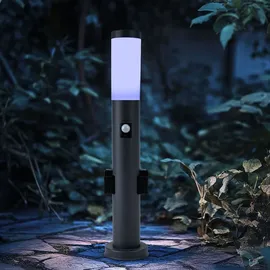 ETC Shop Smart Außenleuchte Stehlampe mit Bewegungsmelder Gartenleuchte dimmbar, Sprach-, App Steuerung, RGB LED 9W 806lm warmweiß, H 60 cm