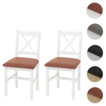 Mendler Esszimmerstuhl HWC-F77 Stoff terrakotta weiß 2er Set