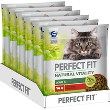 PERFECT FIT Natural Vitality - Katzenfutter Trockenfutter Adult 1+ - Rind und Huhn, 6 x 650g