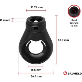 BAUHELD Markisenöse, Rund 12 mm Ral 9005 für Kugelhaken