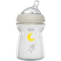 Chicco Natural Feeling Anti-Kolik Babyflasche für 0+ Monate, 250 ml, mit Weichem Silikonsauger und Doppelventil, Natürliches und Instinktives Gefühl beim Saugen, Glasflasche
