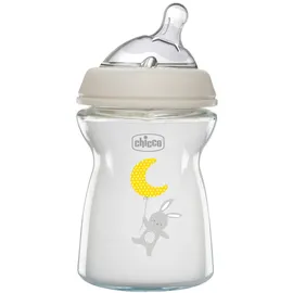 Chicco Natural Feeling Anti-Kolik Babyflasche für 0+ Monate, 250 ml, mit Weichem Silikonsauger und Doppelventil, Natürliches und Instinktives Gefühl beim Saugen, Glasflasche