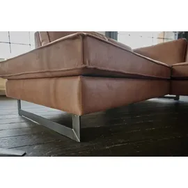 KAWOLA Ecksofa VILNIUS 3-Sitzer mit Recamiere links Kunstleder mit Lederanteil cognac