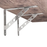 Gedotec Design Garderobenkonsole Edelstahl Regalkonsole Schwerlast-Regalträger Metall - SYBIA | Stahl massiv | Wand-Halterung mit Tragkraft 40 kg | 2 Stück - Wandwinkel für Regalböden & Holzbretter