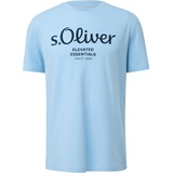 s.Oliver T-Shirt, mit Label-Print, Hellblau, XL