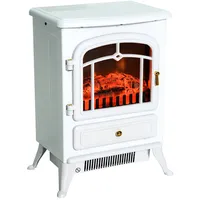 Homcom Elektrokamin Kaminofen Flammeneffekt 950/1850W Überhitzungs-Schutz Weiß 41,5 x 28 x 54,8 cm