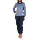 RELAX by Normann Frottee Pyjama Langarm mit Bündchen Blau 40/42