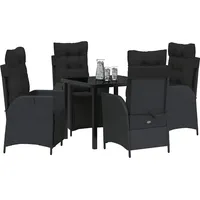 vidaXL 5-teiliges Garten-Dining-Set Schwarz Poly-Rattan