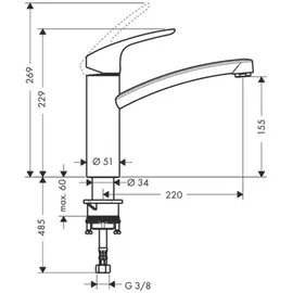 Hansgrohe Focus M41 160 1jet edelstahl finish 31806800