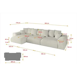 altdecor Ecksofa Cord 2-Sitzer Creme