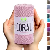 MeriWoolArt® Makramee garn - 200m aus 50% Baumwolle garn und 50% Polyester Garn für Makramee, Häkeln, Basteln, Wandbehänge, Pflanzenaufhänger und mehr