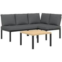 vidaXL 3-tlg Garten-Sofagarnitur mit Kissen Schwarz Aluminium Modell 4