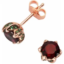Paar Ohrstecker FIRETTI "Schmuck Geschenk Silber 925 Ohrschmuck Edelstein Granat", rosa (silber, 925, schwarz, roségoldfarben, rot, grün, rot, grün), Ohrringe, Damen, Silber 925 (Sterlingsilber), mit Granat, Zirkonia (synth.)