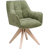 Livetastic Armlehnstuhl, Grün, Eiche, Holz, Textil, Eiche, massiv, Drehkreuz, 64x85x62 cm, Sitzfläche 360° drehbar, Esszimmer, Stühle, Esszimmerstühle, Armlehnenstühle