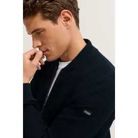 Bugatti Regular Fit Sweatjacke mit Strukturmuster, marine, XXL