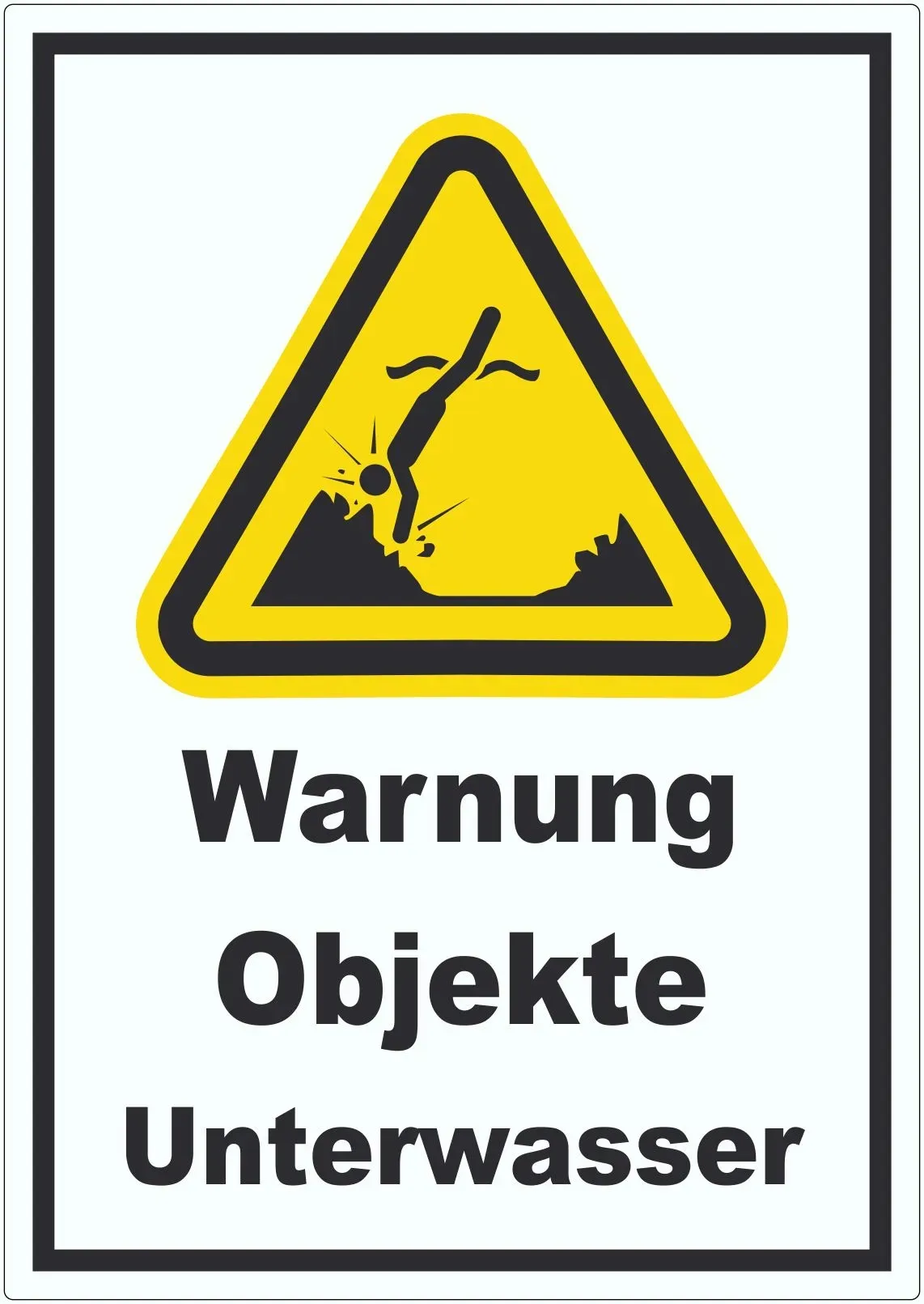 Aufkleber Warnung Objekte Unterwasser A4 (210x297mm)