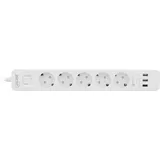 InLine Steckdosenleiste, 5-fach Schutzkontakt, und QC3.0 weiß