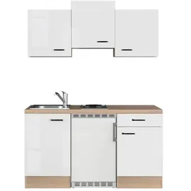 Flex-Well Küchenzeile Valero 150 cm Hochglanz Weiß