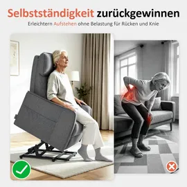 MCombo Fernsehsessel 7027 Stoff 67,5 x 105 x 86,5 cm Grau elektrisch mit Massage & Heizung
