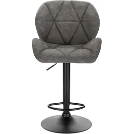 Woltu 2er-Set Barhocker höhenverstellbar, drehbar, Kunstleder Stahl, Grau - Grau