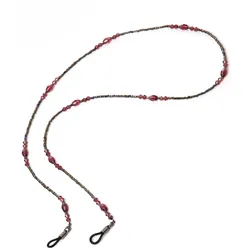 Brillenkette FIRETTI "zartes Design, bunt", bunt (metallfarben, schwarz, helllila, bunt), Tragebänder, DamenL:75cm, Metall, Gummi, mit Glasstein, L:75cm