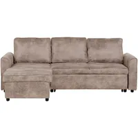 Beliani Ecksofa mit Schlaffunktion Modern Wohnzimmer - Braun/Schwarz