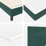 vidaXL LED Boxspringbett mit Matratze Dunkelgrün 140 x 190 cm Samt