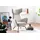 KAWOLA Ohrensessel LOTTE Cord 79 x 117 x 79 cm cremeweiß mit Hocker