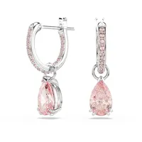 Swarovski Attract Drop-Ohrhänger, Rosane, Rhodinierte Ohrringe mit Strahlenden Swarovski Kristallen im Tropfenschliff
