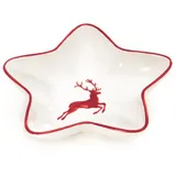 Gmundner KERAMIK Sternschale Stella Grösse: l= 14 cm x b= 14 cm x h= 3.9 cm rubinroter Hirsch Geschirr, handgemacht in Österreich