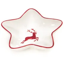 Gmundner KERAMIK Sternschale Stella Grösse: l= 14 cm x b= 14 cm x h= 3.9 cm rubinroter Hirsch Geschirr, handgemacht in Österreich
