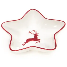 Gmundner KERAMIK Sternschale Stella Grösse: l= 14 cm x b= 14 cm x h= 3.9 cm rubinroter Hirsch Geschirr, handgemacht in Österreich