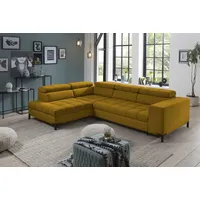 exxpo - sofa fashion Ecksofa EXXPO - SOFA FASHION "Bocco, hochwertige Verarbeitung, toller Sitzkomfort, bequem, L-Form", gelb (mustard), B:276cm H:75cm T:203cm, 100% PES, Sofas, Ecksofa, wahlweise mit Bettfunktion u. Bettkasten, inkl. Kopfteilverstellung