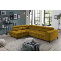 exxpo - sofa fashion Ecksofa EXXPO - SOFA FASHION "Bocco, hochwertige Verarbeitung, toller Sitzkomfort, bequem, L-Form", gelb (mustard), B:276cm H:75cm T:203cm, 100% PES, Sofas, Ecksofa, wahlweise mit Bettfunktion u. Bettkasten, inkl. Kopfteilverstellung